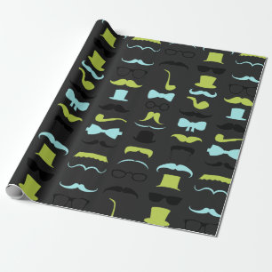 Dashing Little Man Mustache Party Wrapping Paper