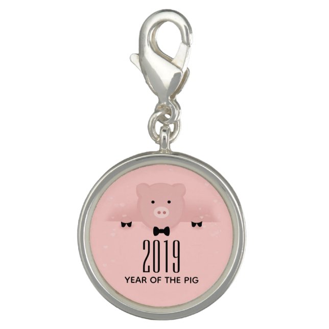 Dashing Pink Pig Cute Chinese New Year 2019 Charm (Front)