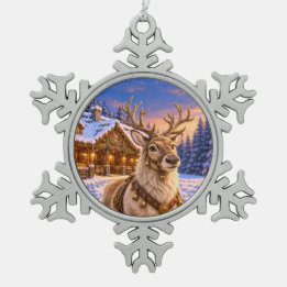 Dashing Reindeer Snowflake Ornament