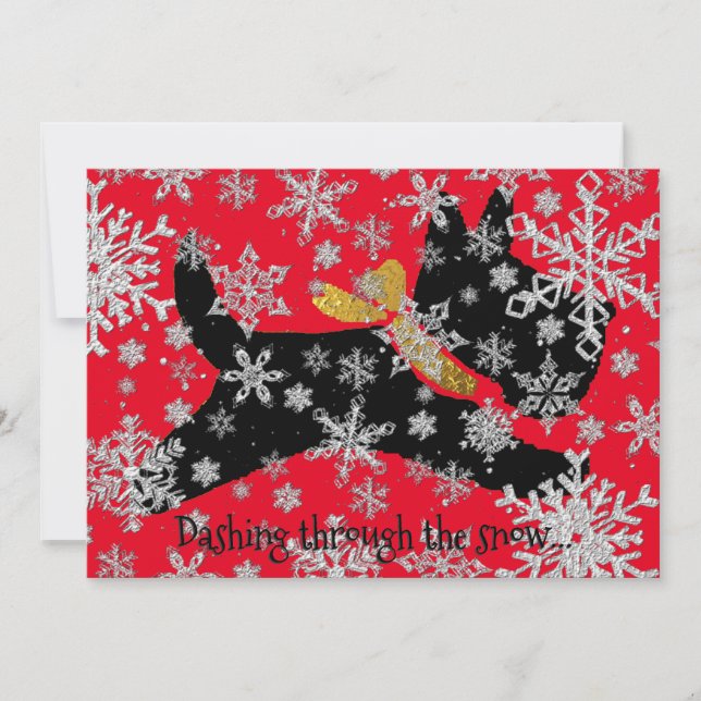Dashing Scottie Dog Personalize Holiday Card (Front)