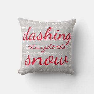 Dashing thought the snow snowflake Christmas Grey Throw Pillow