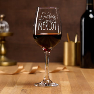 Dashing Through Merlot Christmas Wine Glass