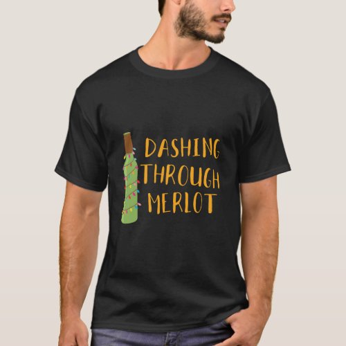 Dashing Through Merlot Funny Wine Drinking T_Shirt