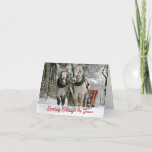 Dashing Through Snow Horse Sleigh Merry Christmas Letterpress Thank You Card
