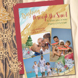Dashing Through the Sand 3 Photo Gnome Beach Holiday Card<br><div class="desc">Dashing through the Sand fun photo Christmas card with 3 of your favorite photos, decorated with cute gnomes dashing across the tropical beach with palm tree on sleds laden with parcels and decorated with christmas lights. The photo template is set up to display your pictures in 1x landscape, 1x vertical...</div>