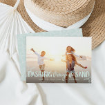 Dashing Through the Sand | Christmas Holiday Card<br><div class="desc">Perfect for those living in tropical climes, or for sharing a favorite beach vacation photo, our coastal chic holiday photo card features "Dashing Through the Sand" as a pale mint green text overlay adorned with starfish illustrations. Personalize with your names and custom greeting (shown with "Merry Christmas") along the bottom....</div>