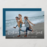 Dashing through the Sand | Photo Coastal Beach Holiday Card<br><div class="desc">This simple and modern coastal holiday card features your favorite family photo from the beach or shore,  with an elegant overlay of white text that says "Dashing through the Sand."</div>