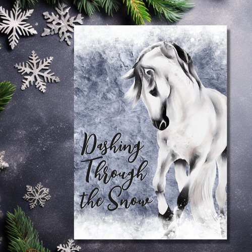 Dashing Through the Snow Beautiful Horse Christmas Holiday Card