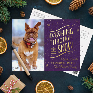 Dashing Through the Snow | Christmas Photo Real Foil Holiday Postcard
