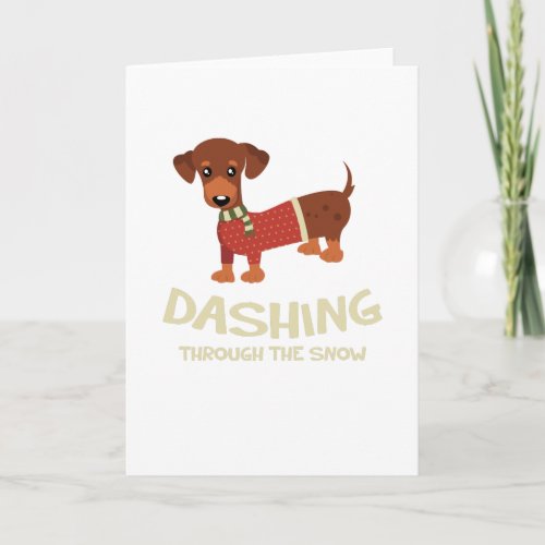 Dashing Through the Snow Dachshund Dog Christmas Card