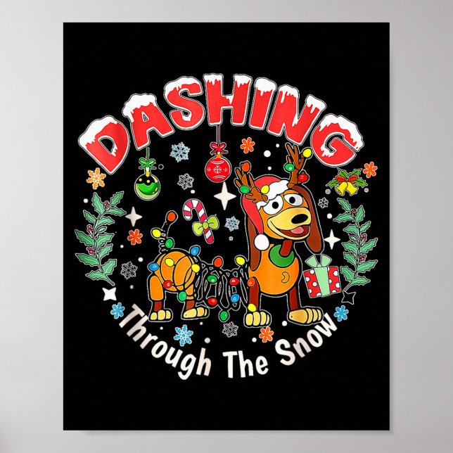 Dashing Through The Snow, Funny Dog Christmas  Poster (Front)