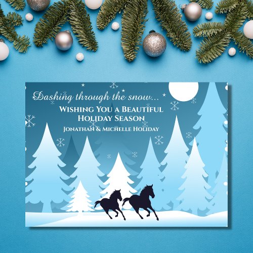 Dashing Through the Snow Horse Christmas Flat Holiday Card