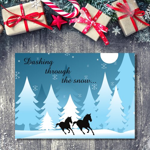 Dashing Through the Snow Horse Christmas Holiday Card
