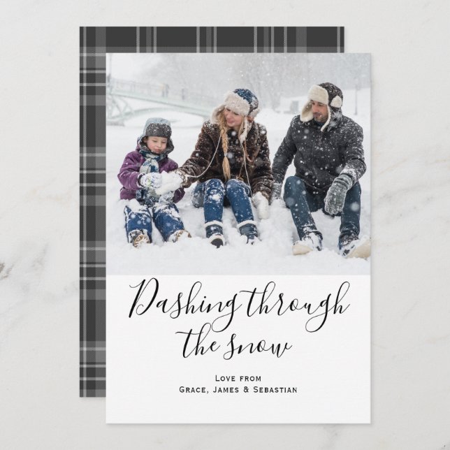 Dashing Through The Snow Photo Christmas Card (Front/Back)