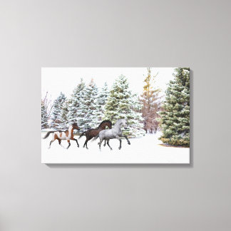 Dashing through the Snow - Running Horses Canvas Print