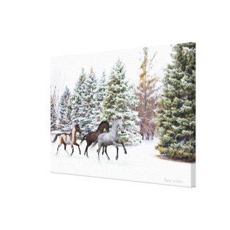 Dashing through the Snow - Running Horses Canvas Print
