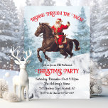Dashing through the Snow Santa Christmas Party Invitation<br><div class="desc">Dash through the snow to a Christmas Celebration with these old fashioned Santa Claus riding on a brow horse throught the snowy forest. Great for any Christmas Holiday Event. Perfect for a traditional party or a western themed or cowboy Christmas party. All wording can be changed to fit your needs!...</div>