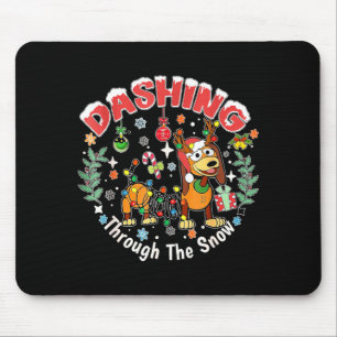 Dashing Through The Snow Slink Dog Christmas Mouse Pad