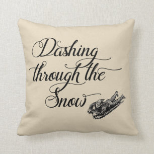 Dashing Through the Snow Vintage Farmhouse Pillow