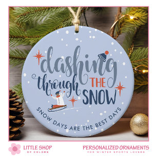 Dashing Through the Snow Winter Photo Ceramic Ornament