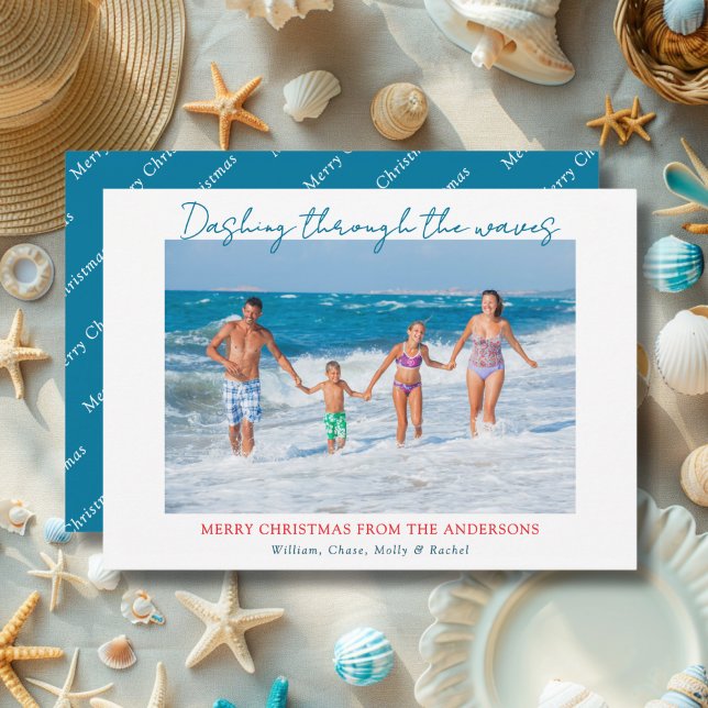 Dashing Through The Waves Christmas Coastal Holiday Card (Creator Uploaded)