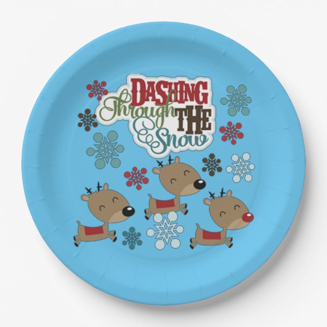 Dashing Throw The Snow Paper Plates (Front)