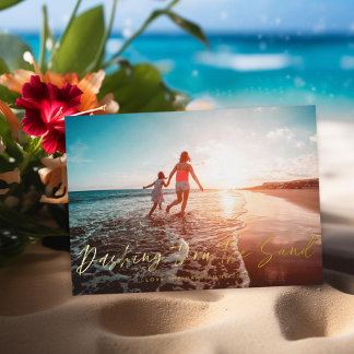 Dashing Thru the Sand Beach Foil Holiday Card