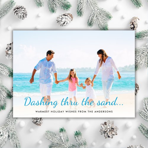 Dashing Thru The Sand Tropical Coastal Chic Photo Holiday Card