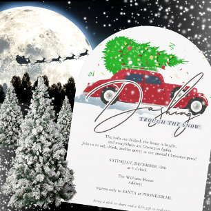 Dashing Trough The Snow Vintage Car Christmas Invitation