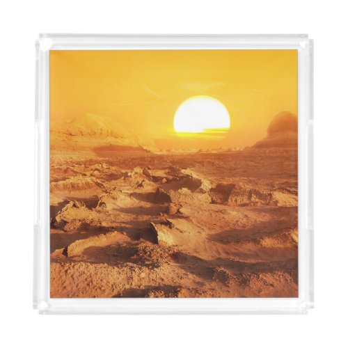 Dasht_e Lut desert Iran sunset Acrylic Tray