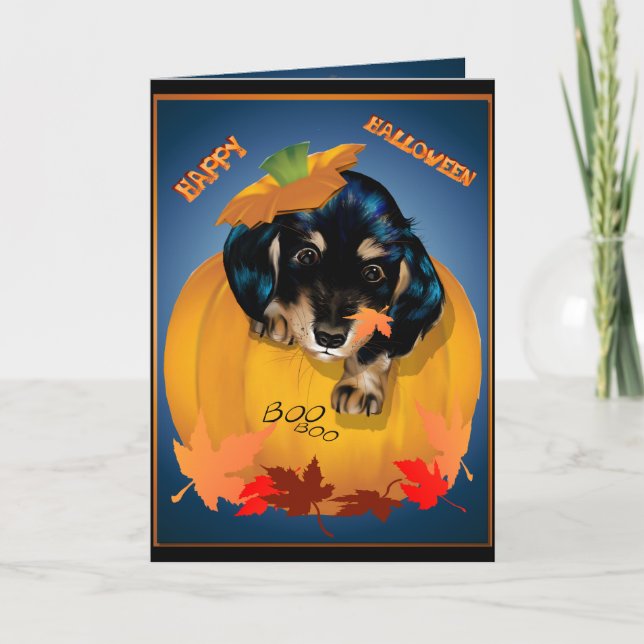 Dashund Halloween - Boo Card (Front)