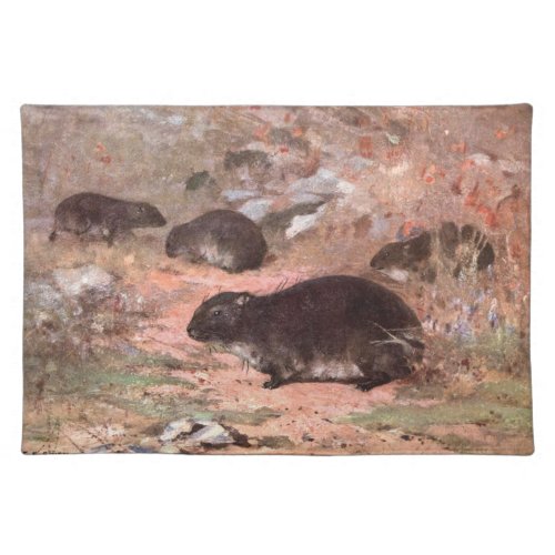 Dassie Rats by CE Swan Vintage Wild Animal Rodent Cloth Placemat