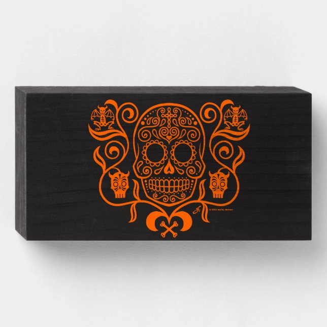 Dat of the Dead Sugar Skull Wooden Box Sign (Front Horizontal)