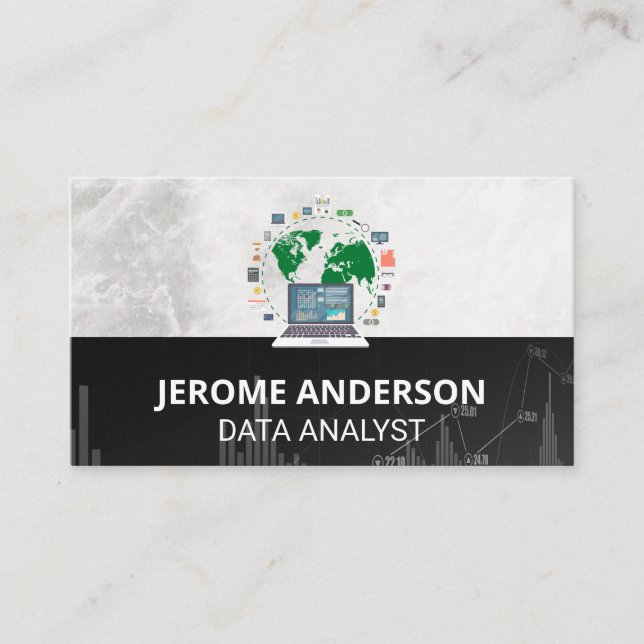 Data Analyst Computer | Stock Market Graph Business Card (Front)