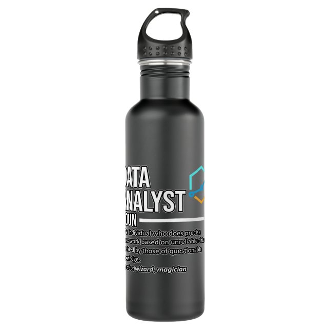 Data Analyst Definition Data Scientist Science Lov Stainless Steel Water Bottle (Front)