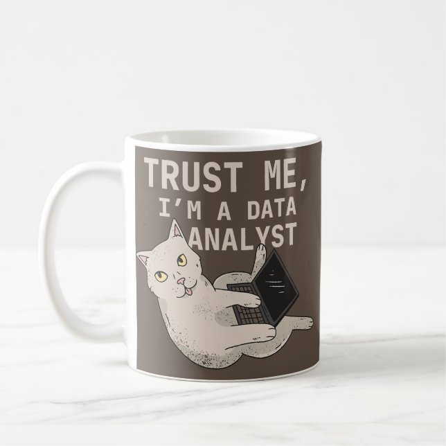 Data Analyst Funny Cat Data Analysis Science Coffee Mug (Left)