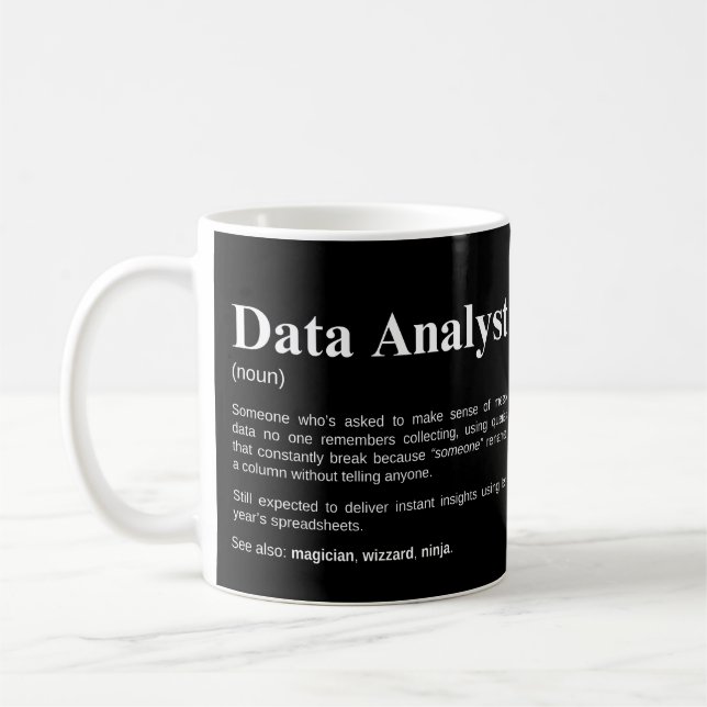 Data Analyst Funny Data Definition Coffee Mug (Left)