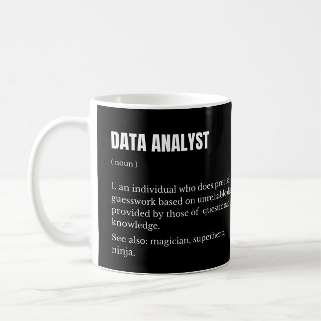 Data Analyst Funny Scientist Definition Coffee Mug (Left)