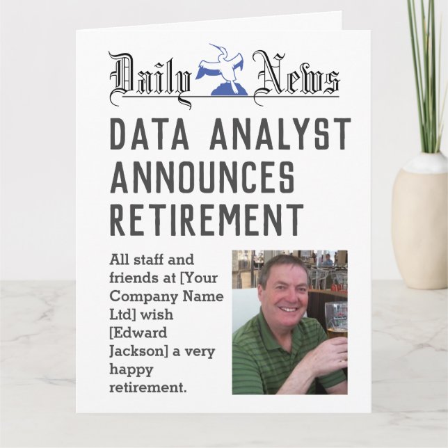Data Analyst Retirement Card to Personalise (Front)