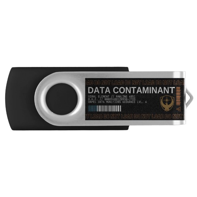 DATA CONTAMINANT warning decal laptop sticker Flash Drive (Front)