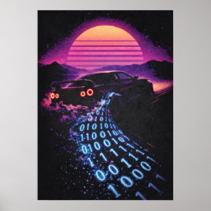 Data-Drift - Retro Car Synthwave Sports Car Lover Poster