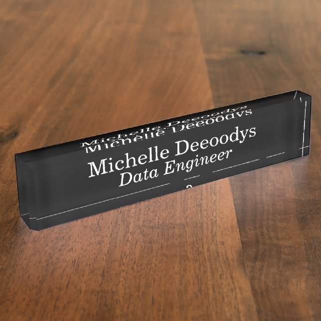 Data Engineer Black Acrylic Desk Name Plate (Side)