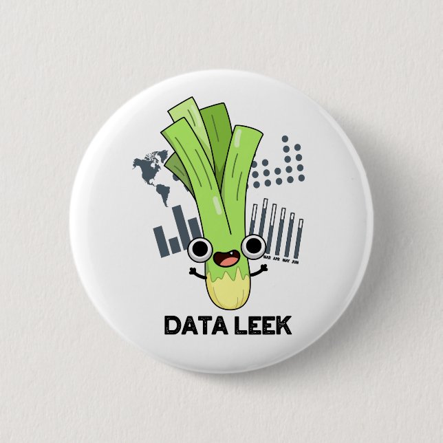 Data Leek Funny Computer Veggie Pun  Button (Front)