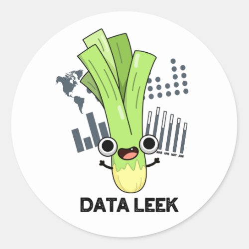 Data Leek Funny Computer Veggie Pun  Classic Round Sticker