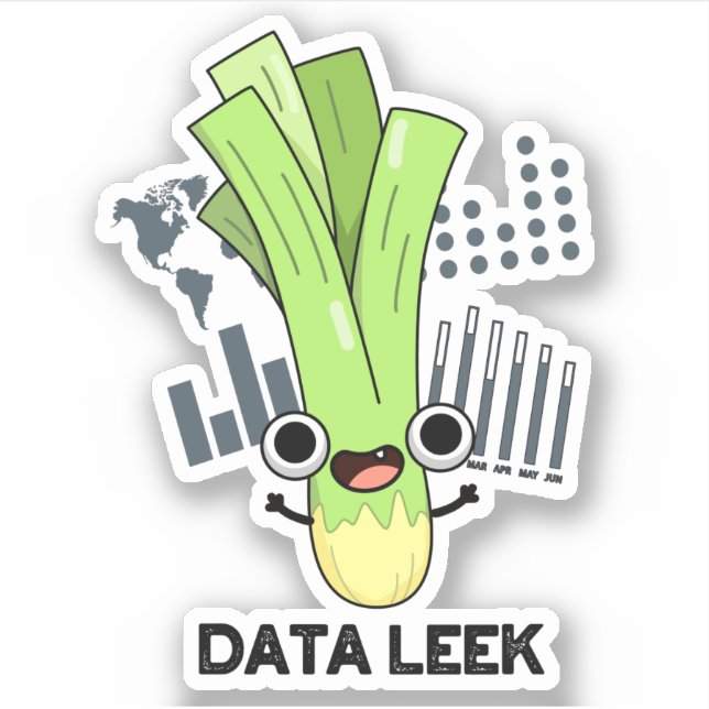 Data Leek Funny Computer Veggie Pun  Sticker (Front)