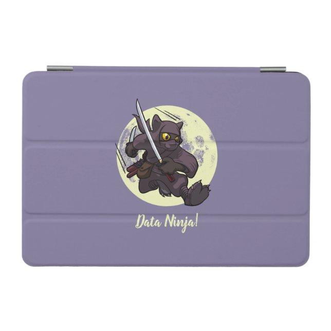 Data Ninja Black Cat Flying Kick Cartoon iPad Mini Cover (Horizontal)