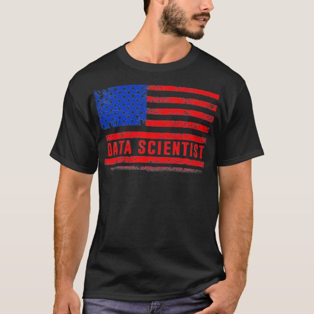Data Scientist US Flag Data Science Mining Analyst T-Shirt (Front)