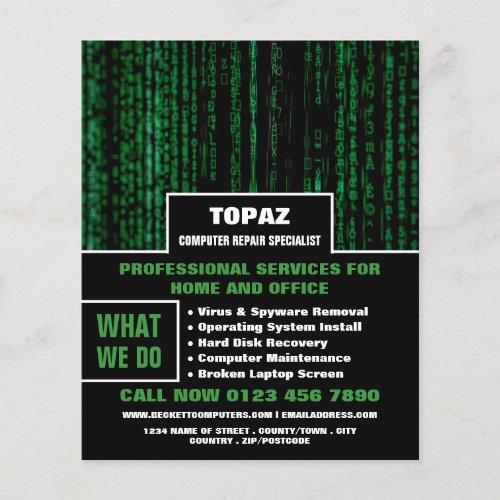 Data Screen Computer Repair Specialist Advertising Flyer