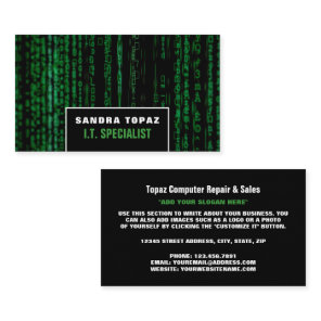 Data Screen, Information Technology, Computer Business Card