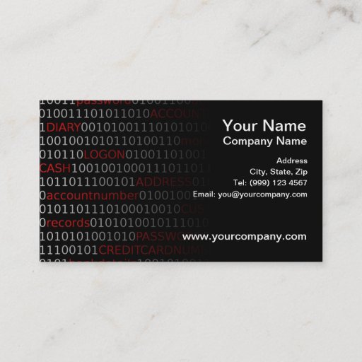 Customizable Data Security Business Card